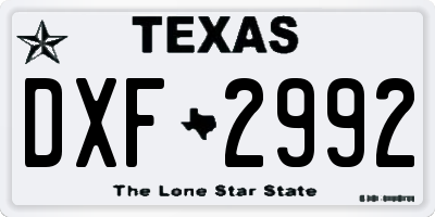 TX license plate DXF2992