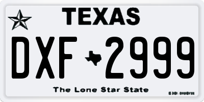 TX license plate DXF2999