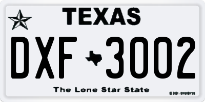 TX license plate DXF3002