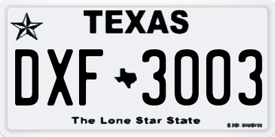 TX license plate DXF3003