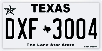 TX license plate DXF3004