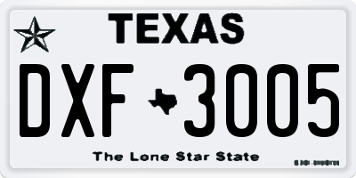 TX license plate DXF3005