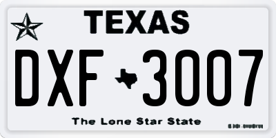 TX license plate DXF3007