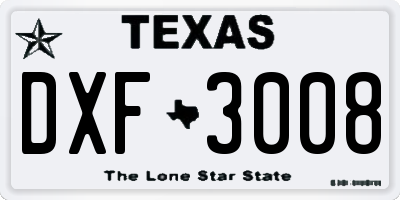 TX license plate DXF3008