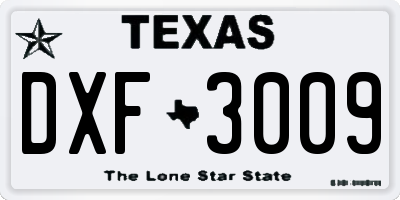 TX license plate DXF3009