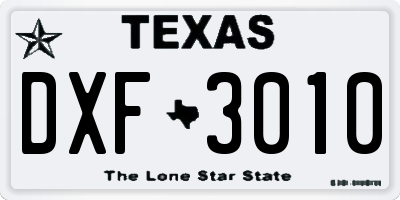 TX license plate DXF3010