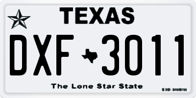 TX license plate DXF3011