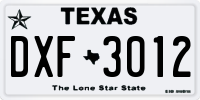TX license plate DXF3012
