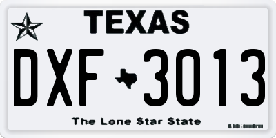 TX license plate DXF3013