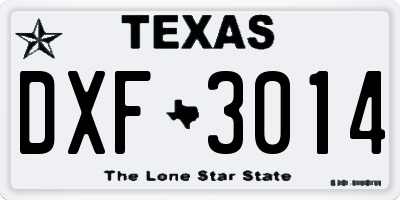 TX license plate DXF3014