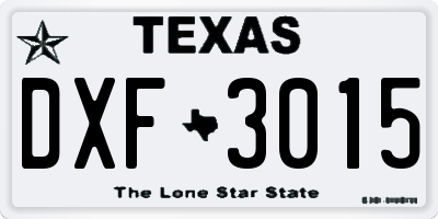 TX license plate DXF3015