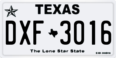 TX license plate DXF3016