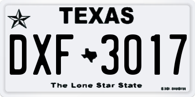 TX license plate DXF3017