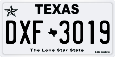 TX license plate DXF3019