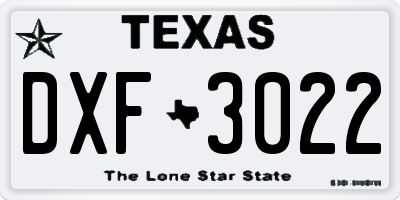 TX license plate DXF3022