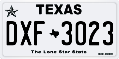 TX license plate DXF3023