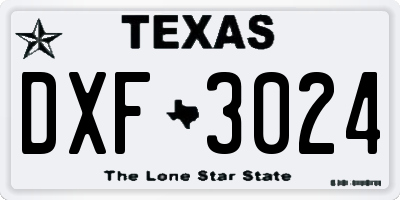 TX license plate DXF3024