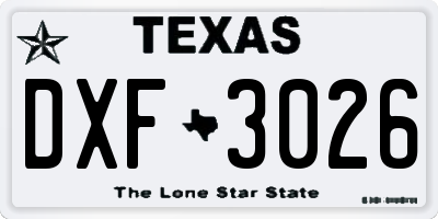 TX license plate DXF3026
