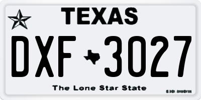 TX license plate DXF3027