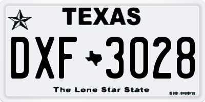TX license plate DXF3028