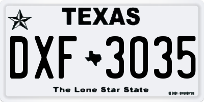 TX license plate DXF3035