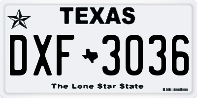TX license plate DXF3036