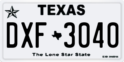 TX license plate DXF3040