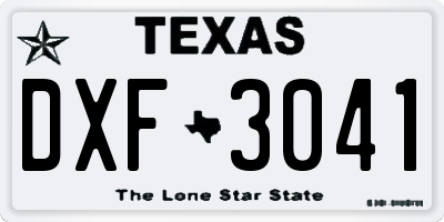 TX license plate DXF3041