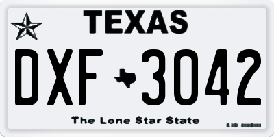 TX license plate DXF3042