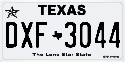 TX license plate DXF3044