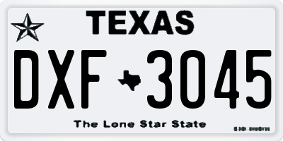 TX license plate DXF3045