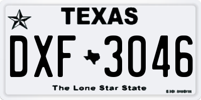 TX license plate DXF3046