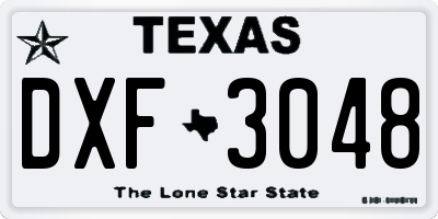 TX license plate DXF3048