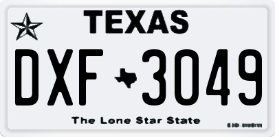 TX license plate DXF3049