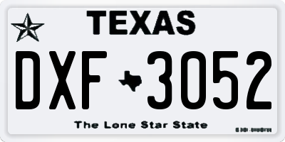 TX license plate DXF3052
