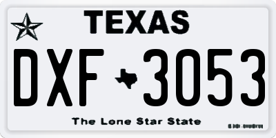 TX license plate DXF3053