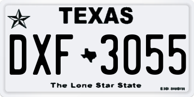 TX license plate DXF3055