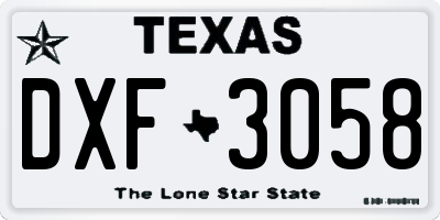 TX license plate DXF3058