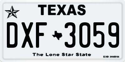 TX license plate DXF3059