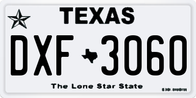 TX license plate DXF3060