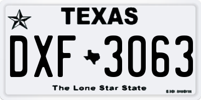 TX license plate DXF3063