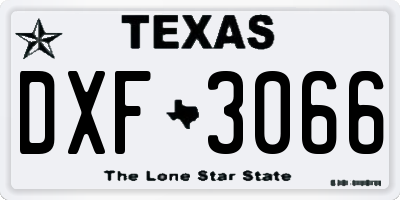 TX license plate DXF3066