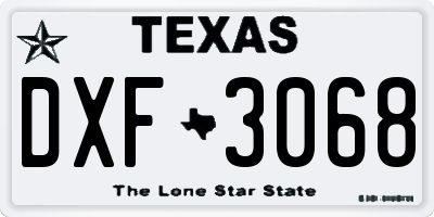 TX license plate DXF3068