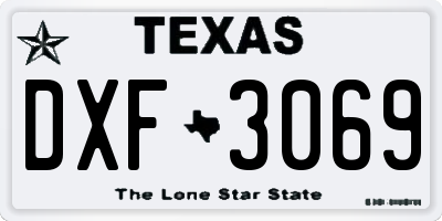 TX license plate DXF3069