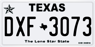 TX license plate DXF3073