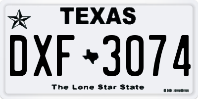 TX license plate DXF3074