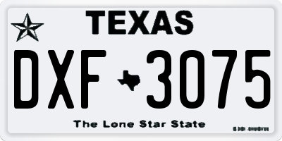 TX license plate DXF3075