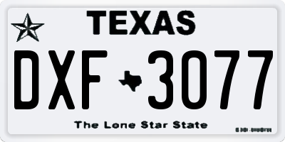 TX license plate DXF3077
