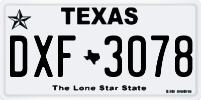 TX license plate DXF3078
