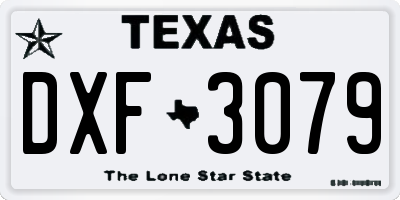 TX license plate DXF3079